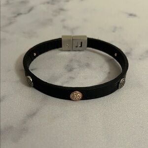 Judith Jack Black Slender Leather Bracelet